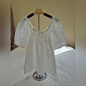 White Eyelet Off-Shoulder Top